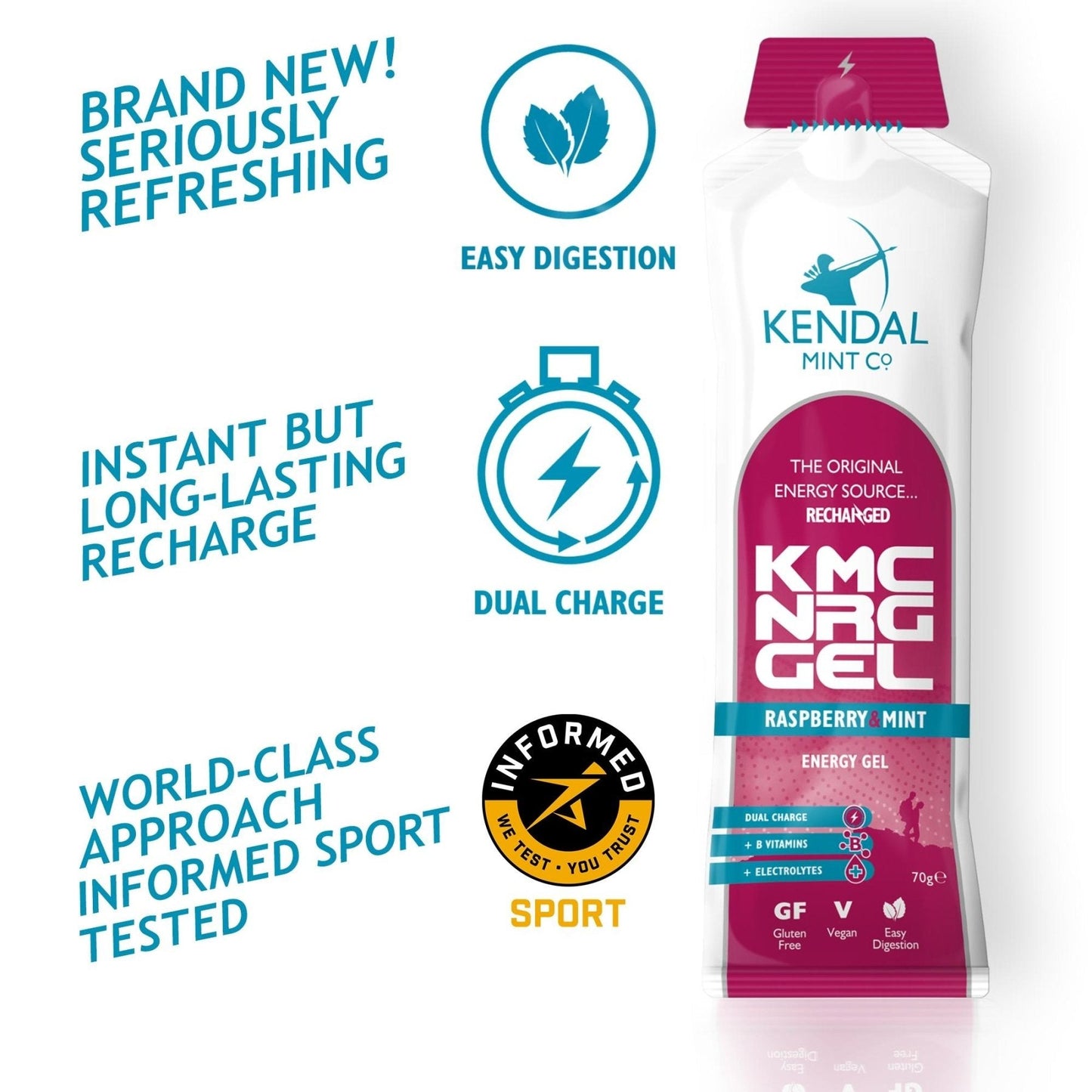 KMC NRG GEL Raspberry & Mint Energy Gel 70g-2
