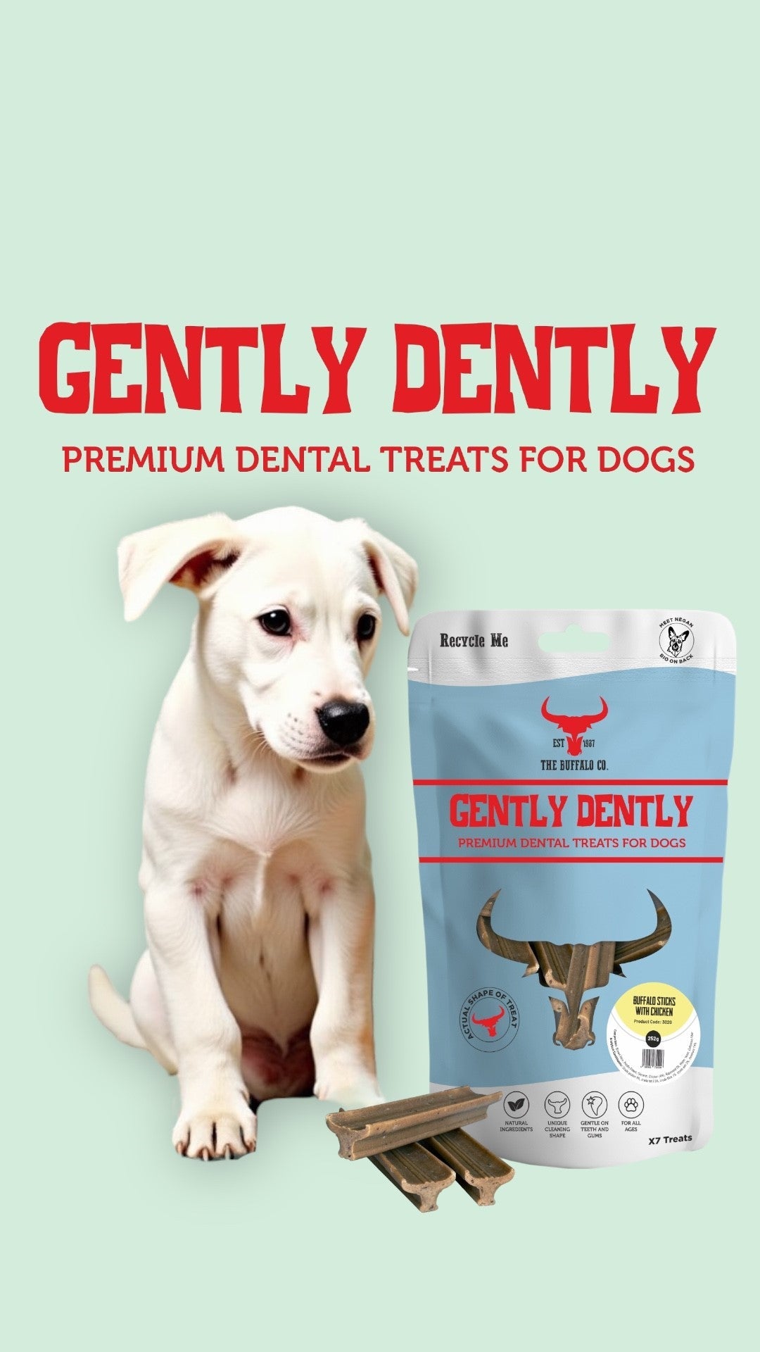 Gently Dently- Fresh Breath Mint Dental Treats for Dogs 175g-1