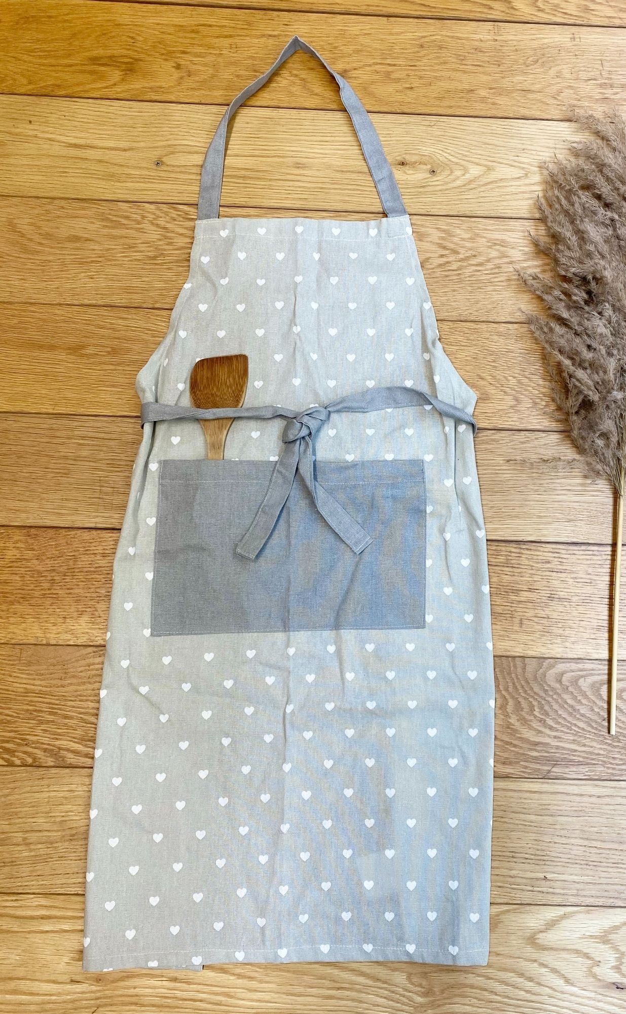 Kitchen Apron With A Grey Heart Print Design-3