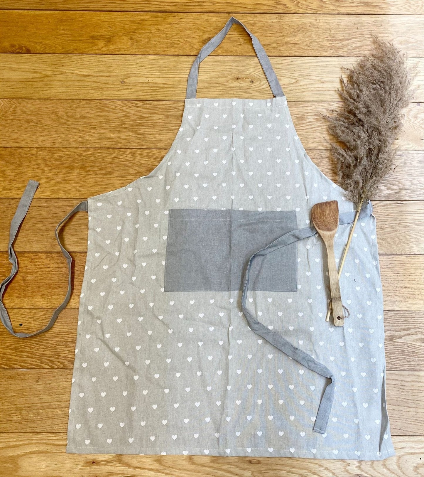 Kitchen Apron With A Grey Heart Print Design-1