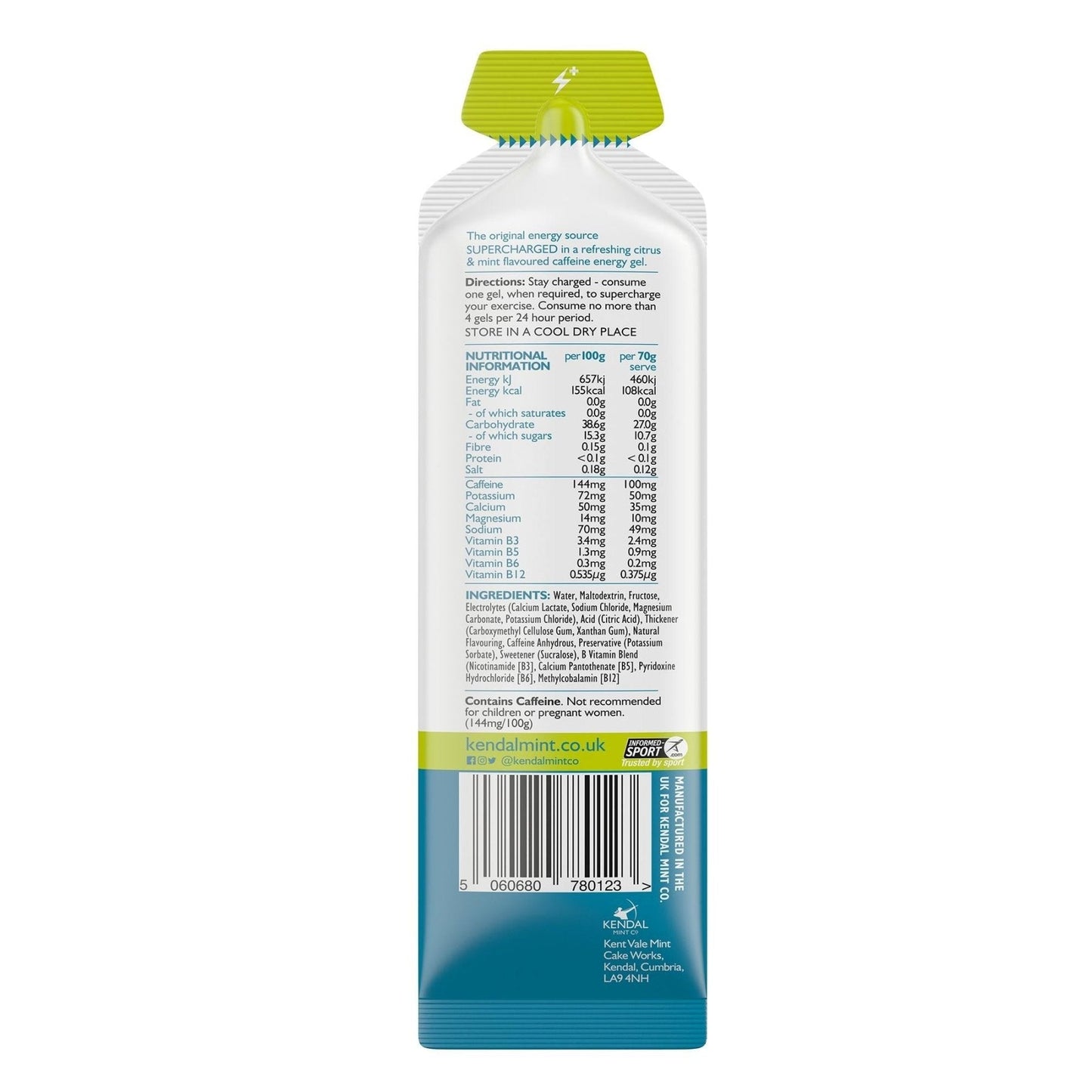KMC NRG GEL+ Citrus & Mint Caffeine Energy Gel 70g-3