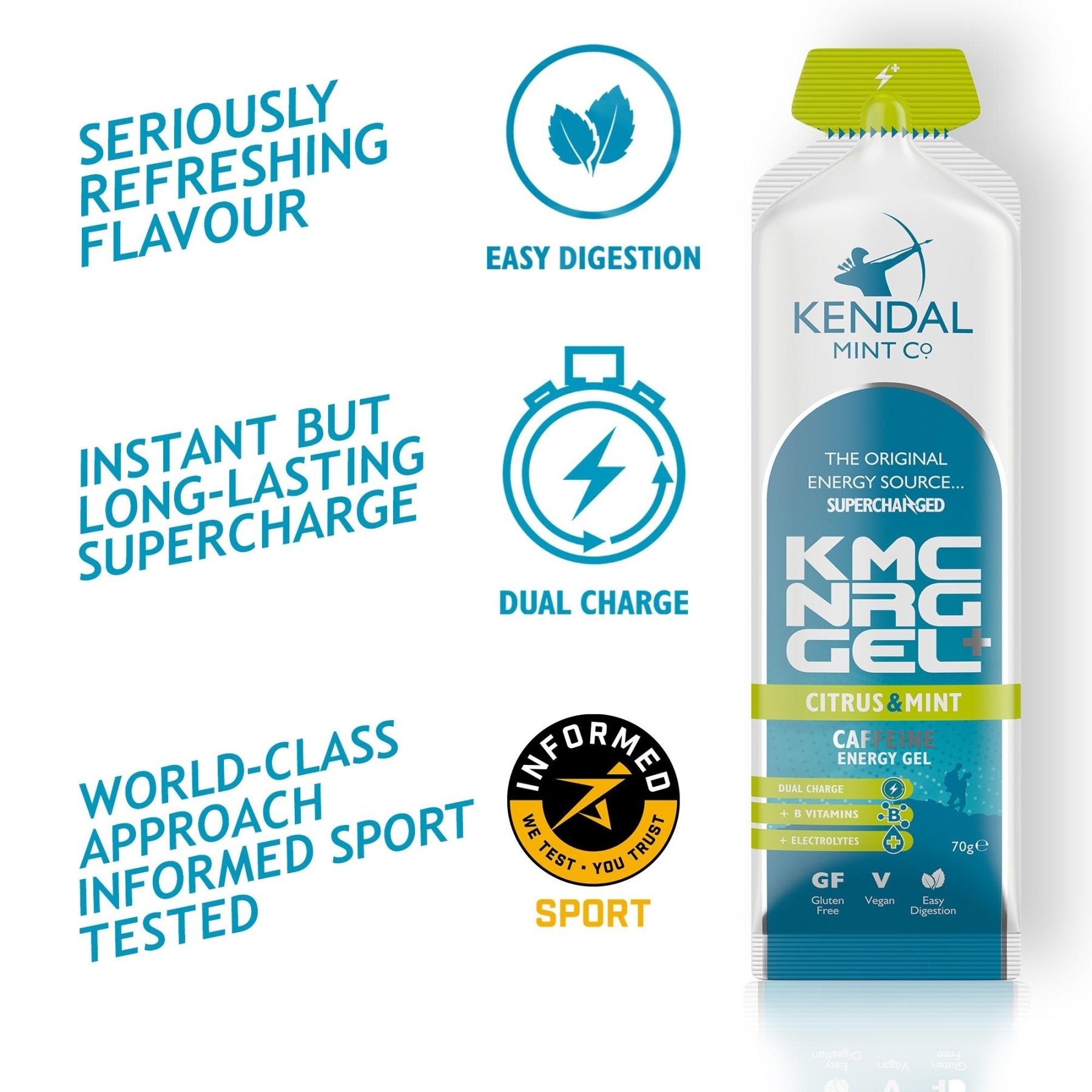 KMC NRG GEL+ Citrus & Mint Caffeine Energy Gel 70g-2
